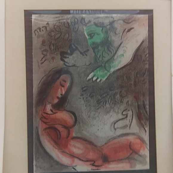 Chagall Other - Vintage Chagall Lithograph Titled " God and Eve"
